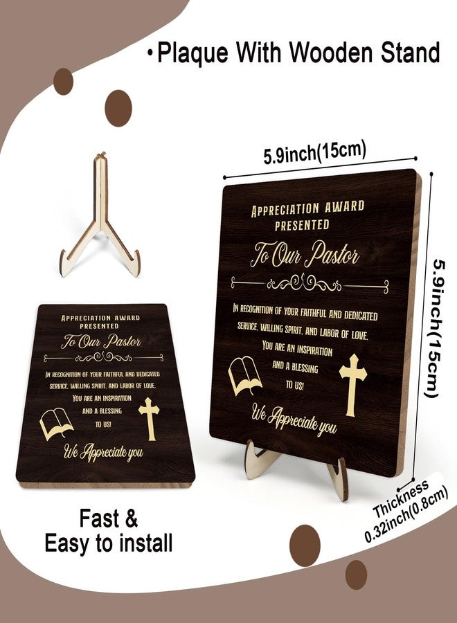 DMADNF Pastor Appreciation Gifts, Pastor Appreciation Gifts for Women Wooden Plaque Sign, Birthday Gift for Pastor Christian Prayer Appreciation,Home Office Desk Wooden Sign Decor, 5.9 x 5.9 inches (Brown) - Image 2